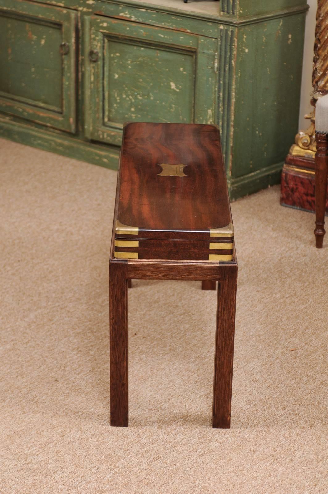 19th Century English Mahogany Gun Case with Brass on Later Stand 4