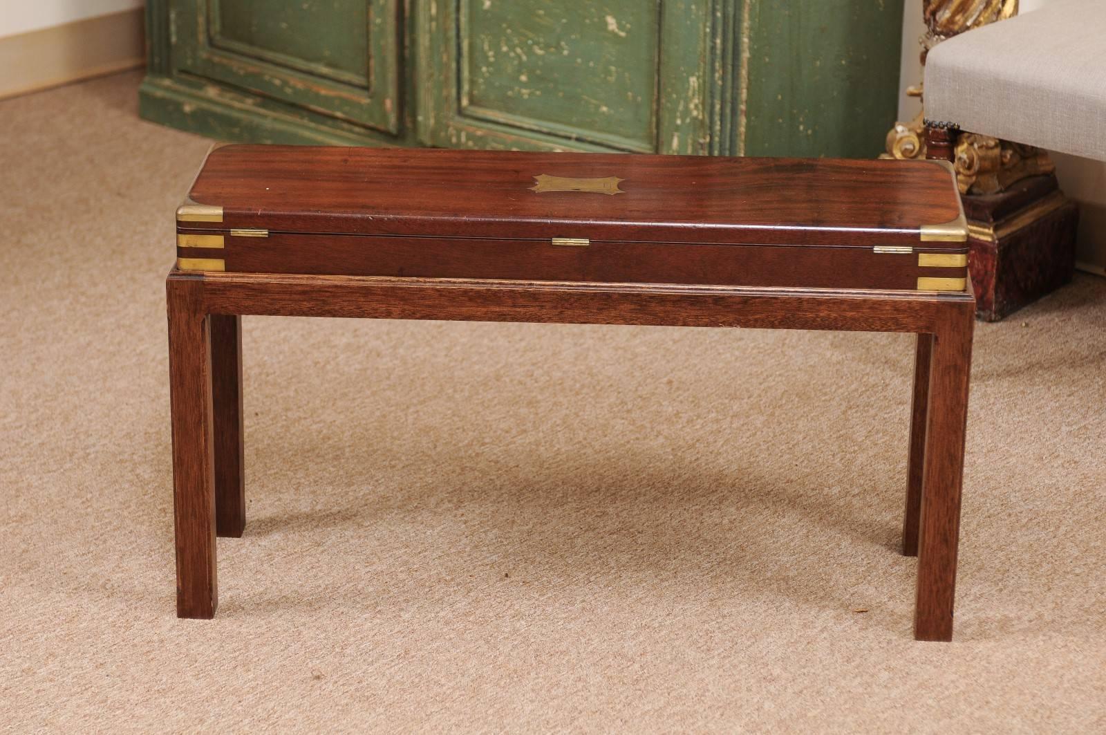 19th Century English Mahogany Gun Case with Brass on Later Stand 7