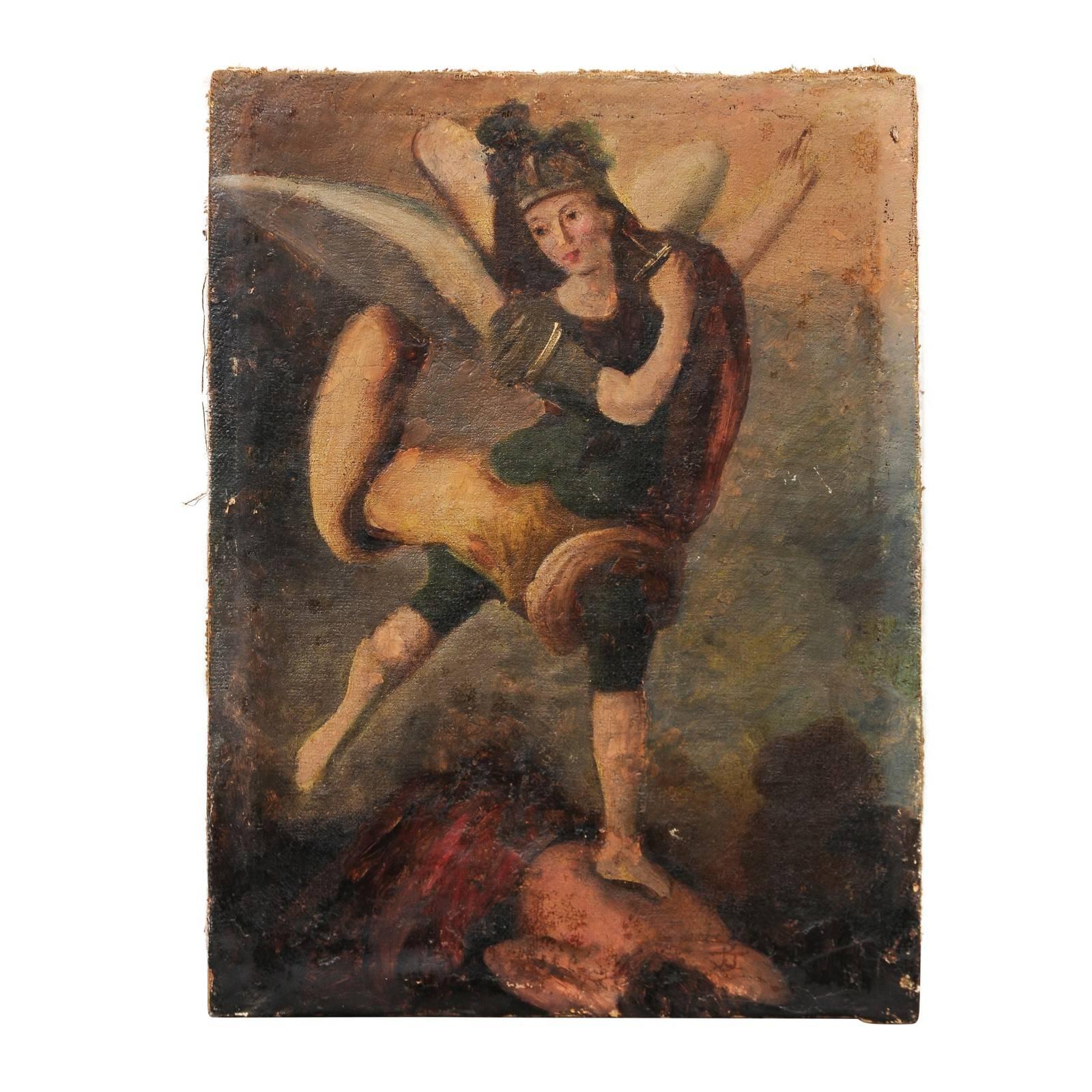 17th Century French Oil on Canvas Painting of St. George