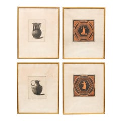 Set of 4 Framed 19th Century Engravings with Egyptian Motif