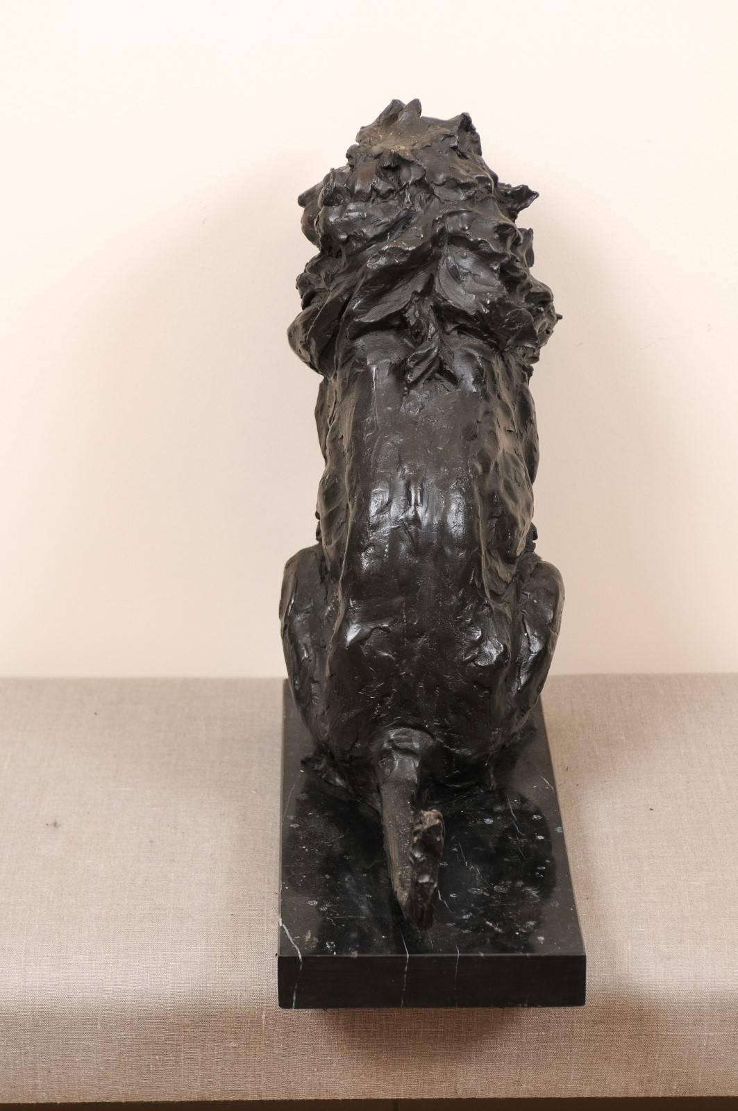 Early 20th Century Bronze Lion Sculpture, Signed 