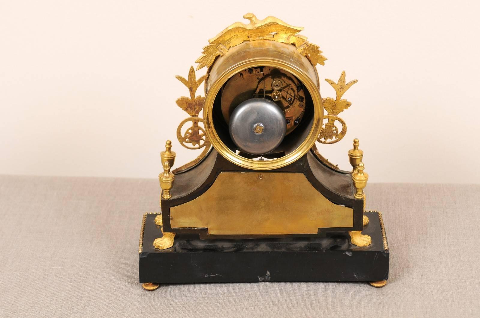 19th Century French Empire Bronze Dore Mantle Clock 2
