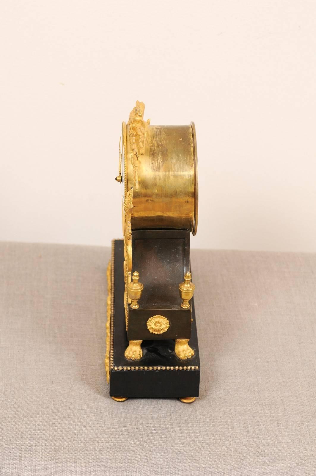 19th Century French Empire Bronze Dore Mantle Clock 3