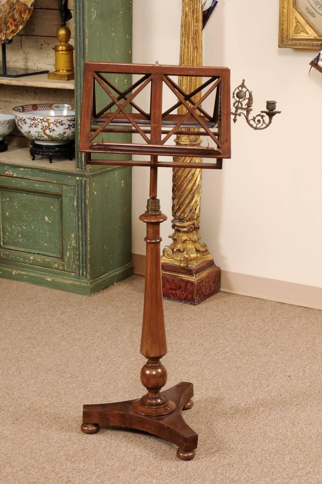 French Duet Music Stand in Mahogany with Scone, 19th Century France