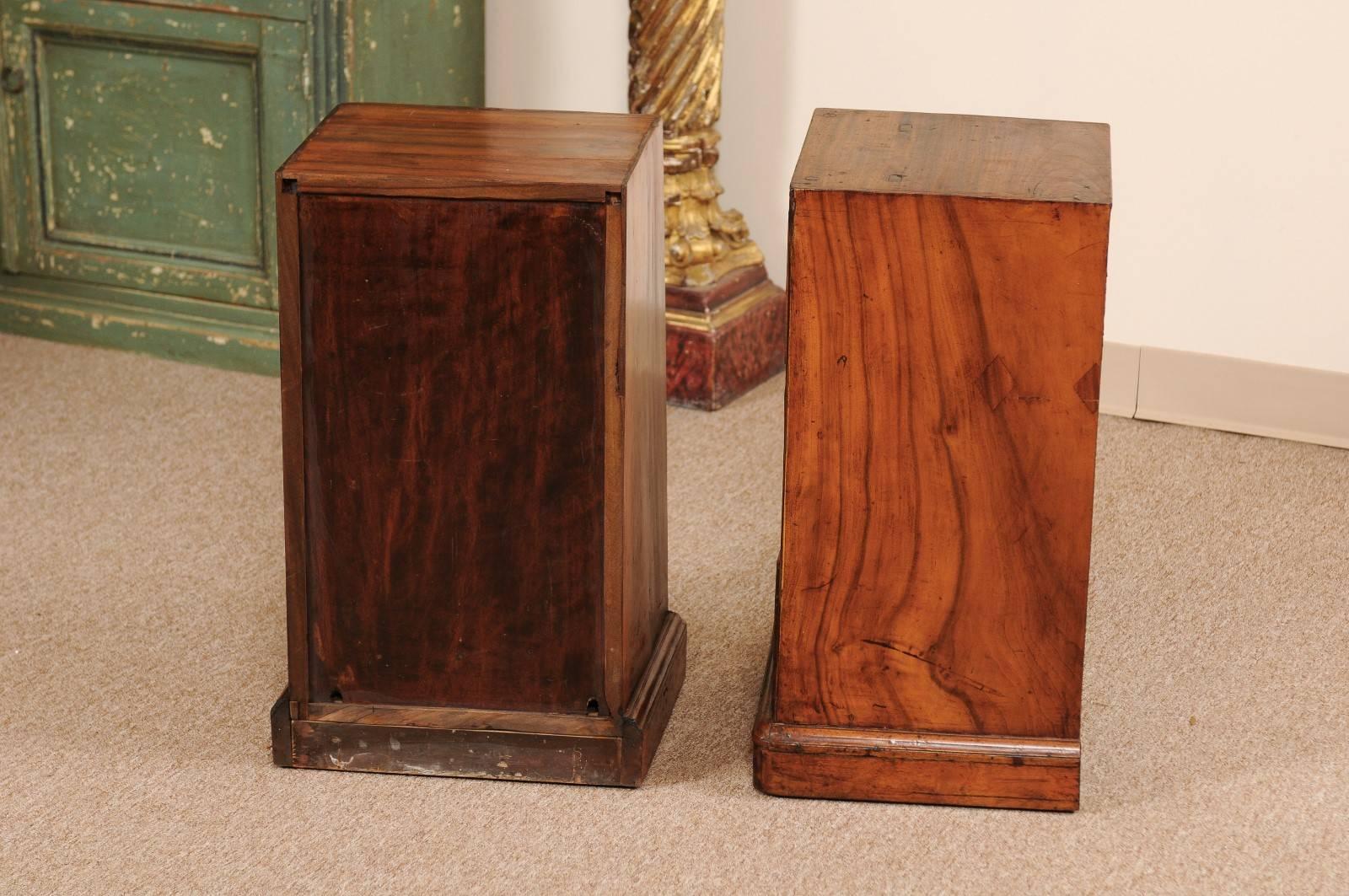 Pair of Campaign Style Bedside Tables in Mahogany with Three Drawers 3