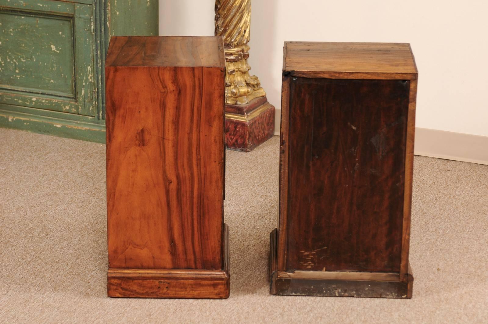 Pair of Campaign Style Bedside Tables in Mahogany with Three Drawers 4