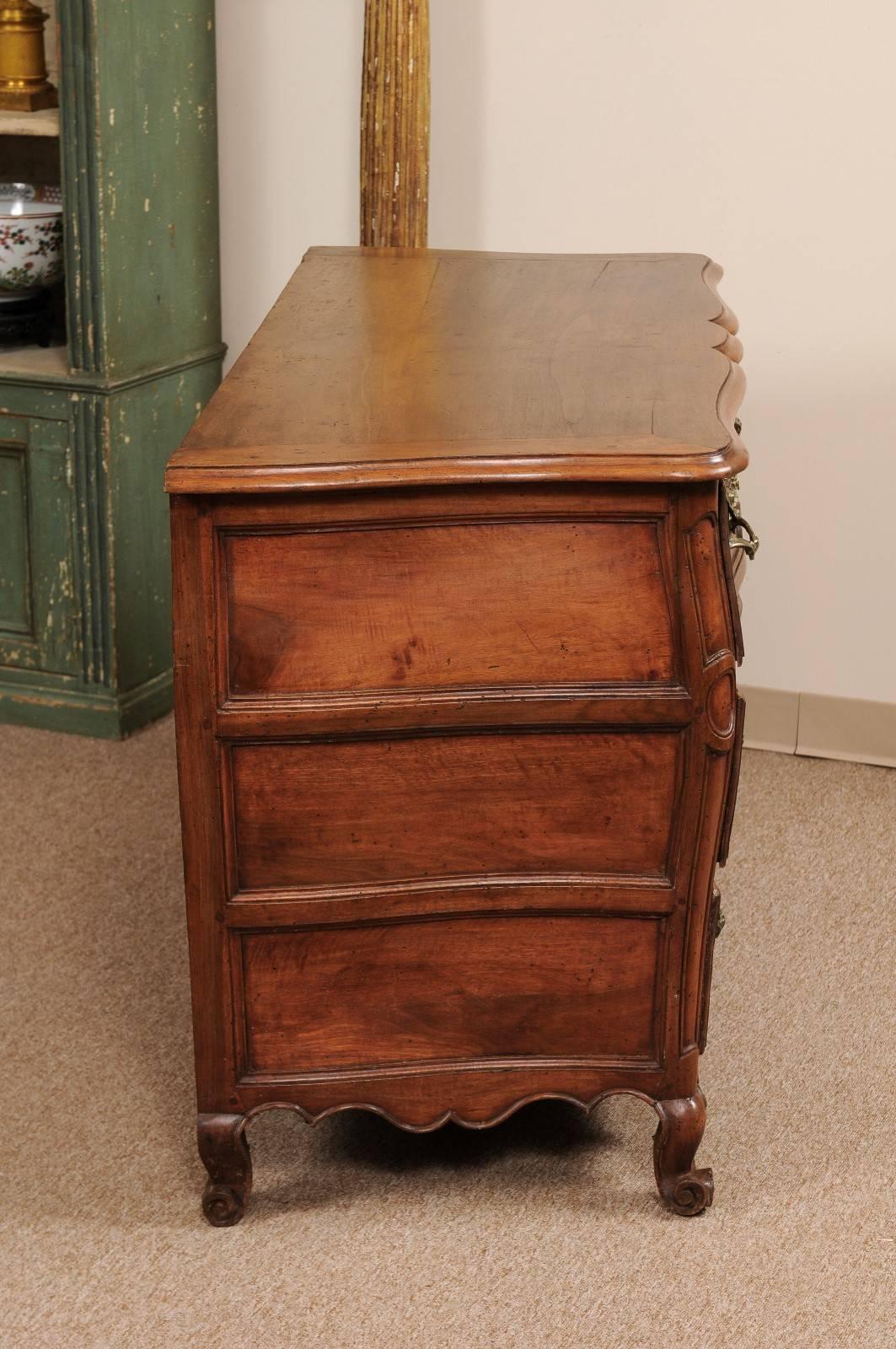 18th Century French Walnut Louis XV Three-Drawer Commode with Linen Fold Front 3