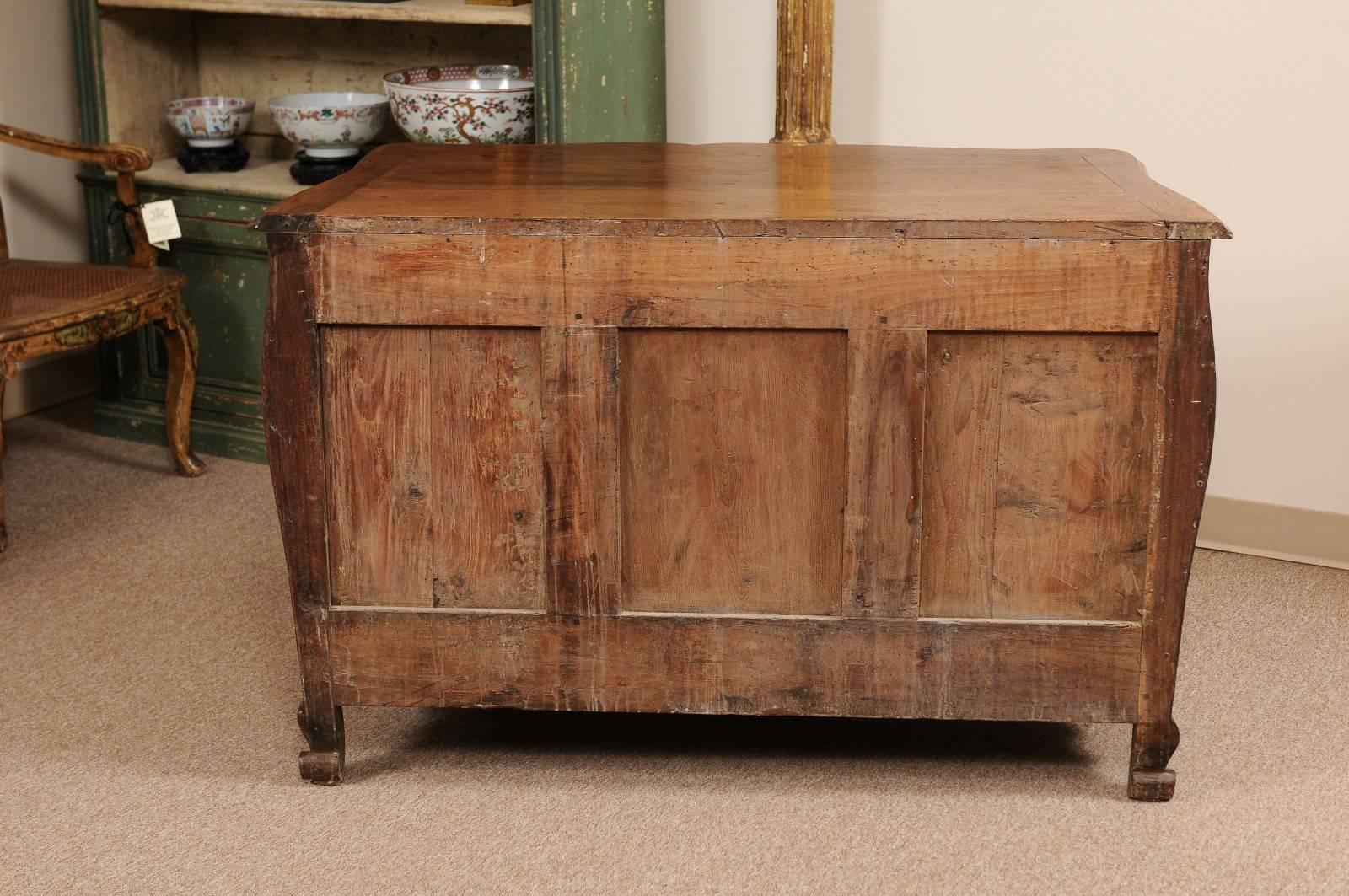 18th Century French Walnut Louis XV Three-Drawer Commode with Linen Fold Front 4