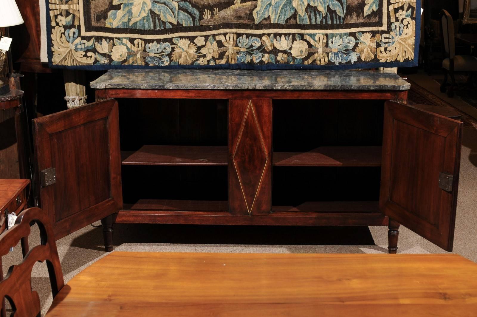 Early 19th Century, French Directoire Mahogany Buffet with Grey Marble 1