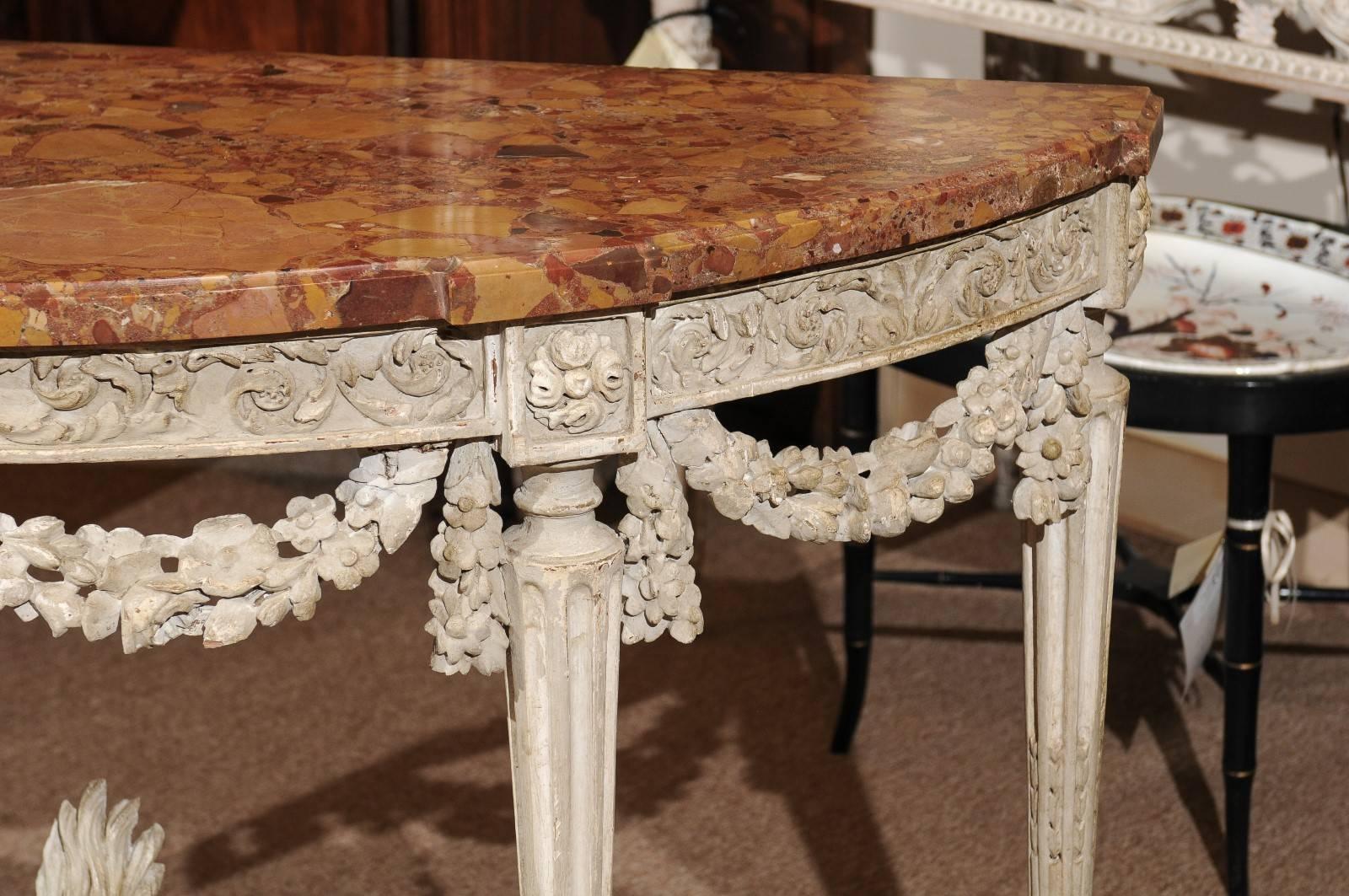 Large 18th Century French Painted Louis XVI Period Console In Good Condition In Atlanta, GA