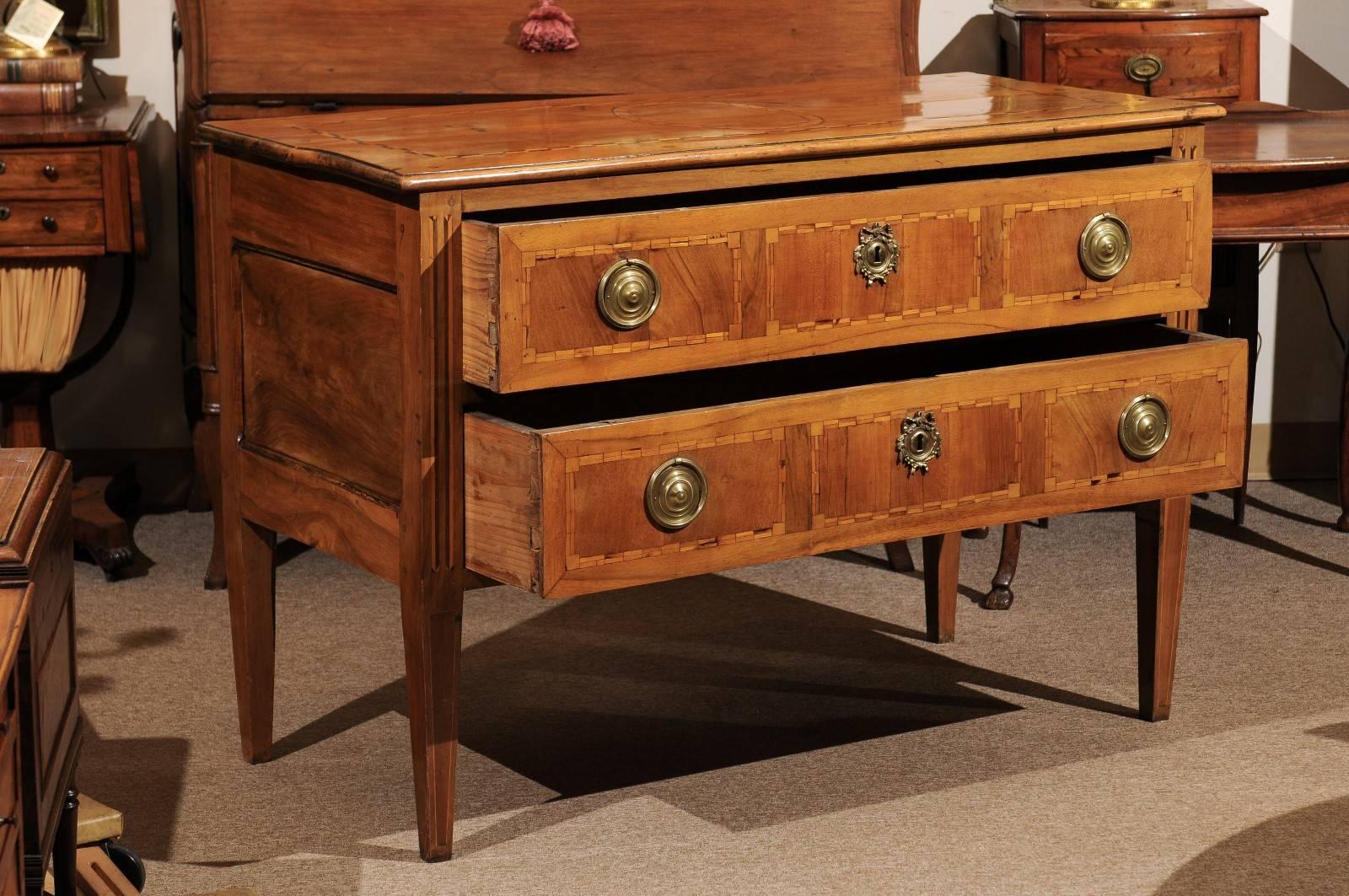 Late 18th Century French Louis XVI Two-Drawer Commode with Parquetry Inlay 4