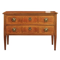 Late 18th Century French Louis XVI Two-Drawer Commode with Parquetry Inlay