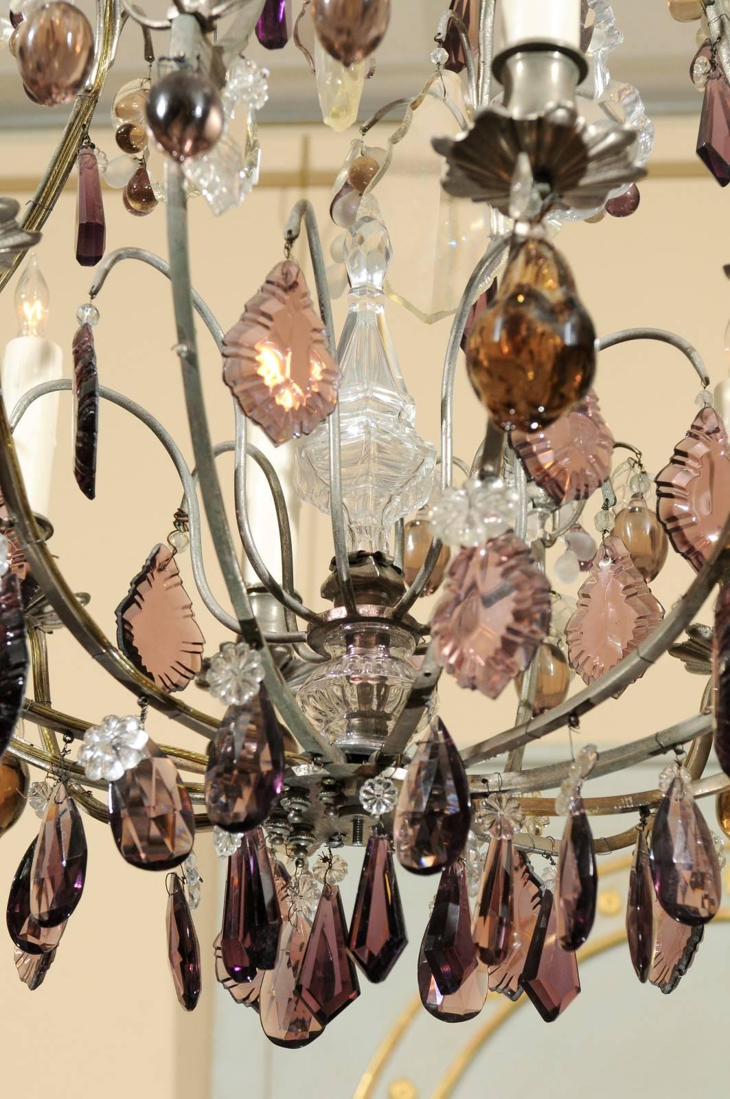 19th Century French Chandelier with Crystal Fruit Pendants 1