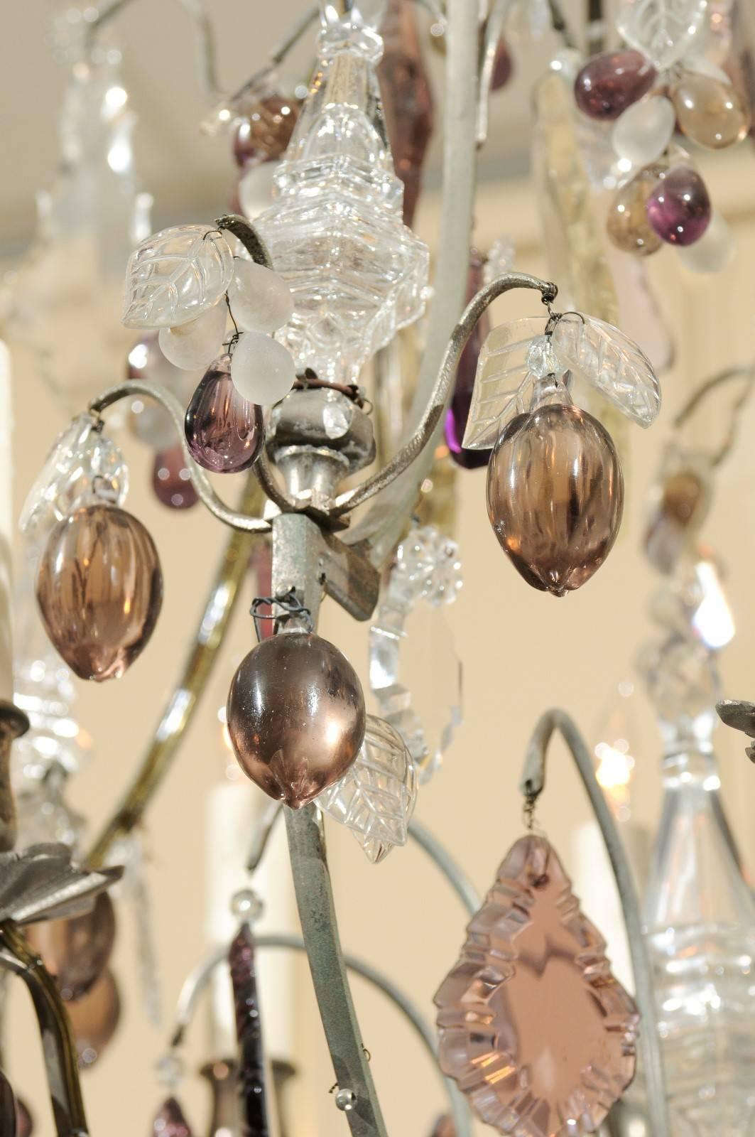 19th Century French Chandelier with Crystal Fruit Pendants 2