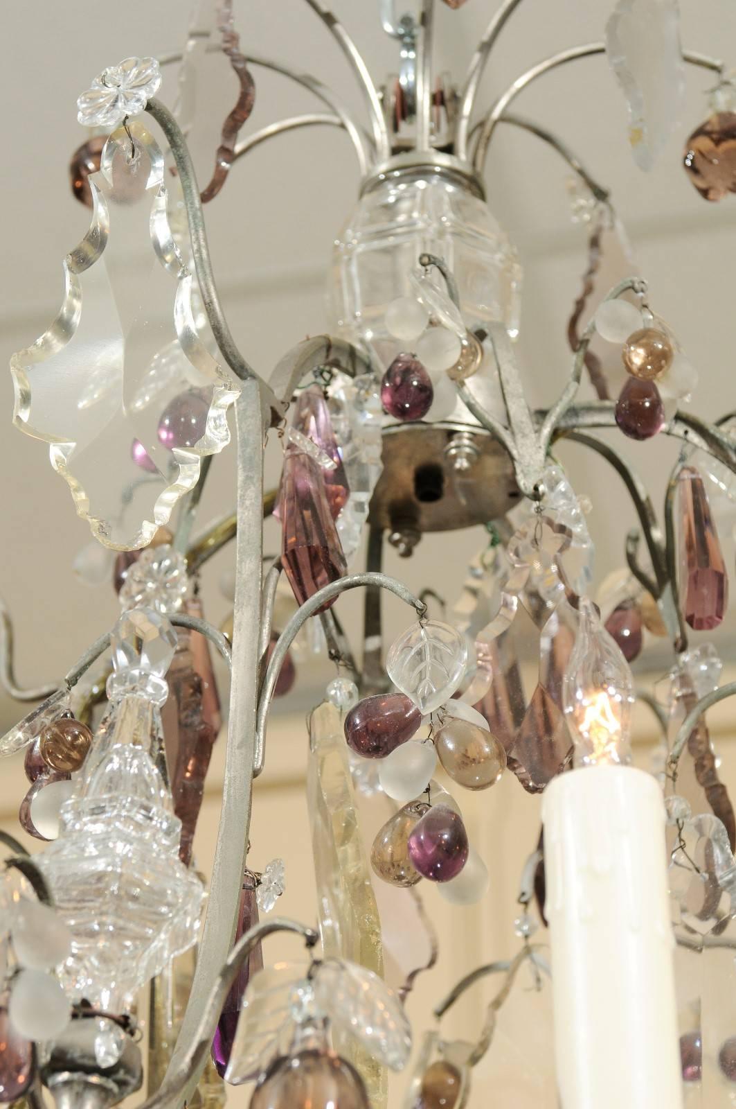 19th Century French Chandelier with Crystal Fruit Pendants 4