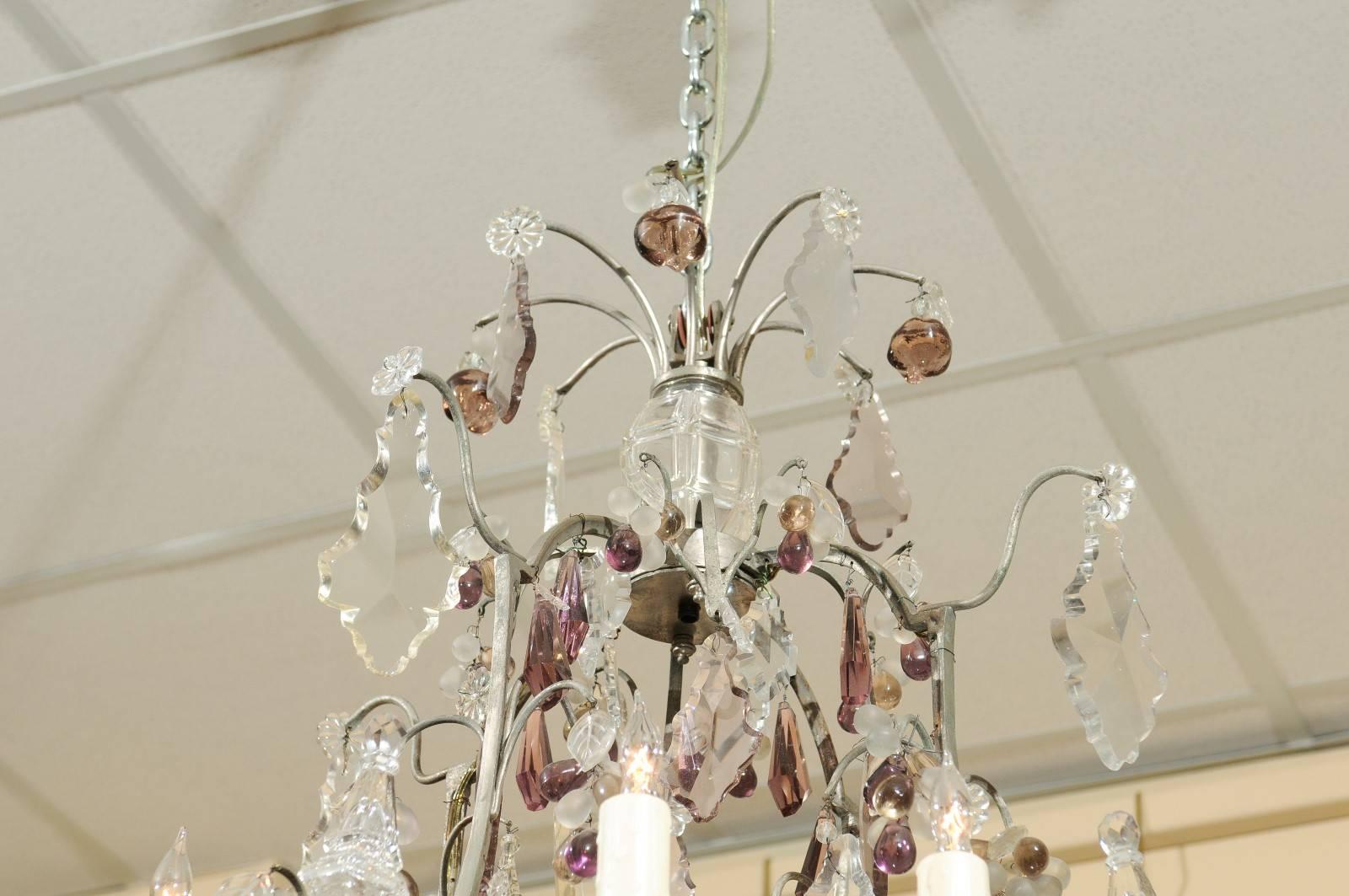 19th Century French Chandelier with Crystal Fruit Pendants 5