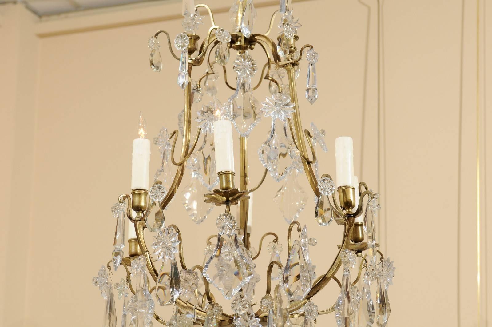 Late 19th Century Louis XV Style Cut Crystal and Bronze Chandelier, France, circa 1890 For Sale