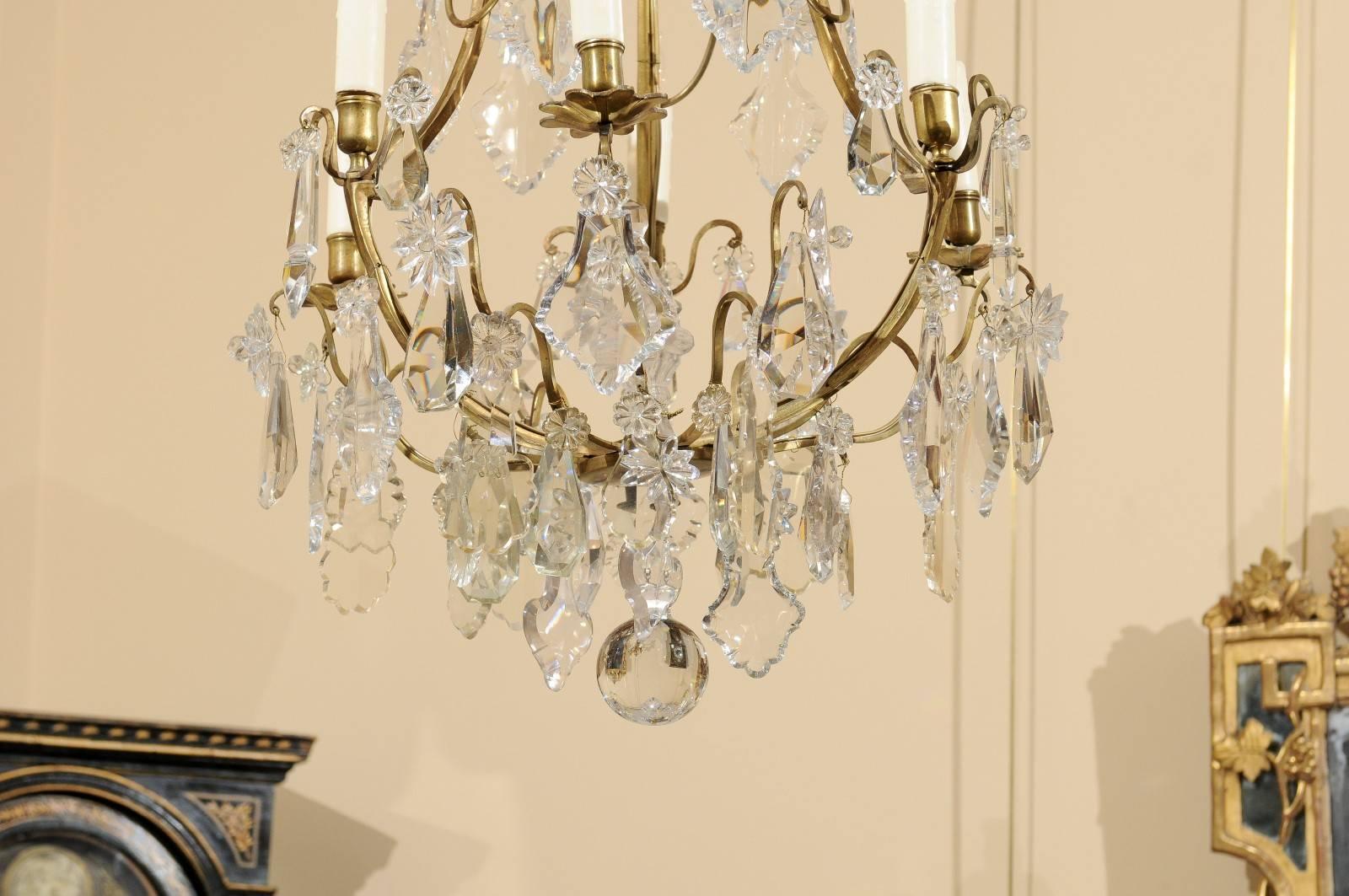 Louis XV Style Cut Crystal and Bronze Chandelier, France, circa 1890 For Sale 1