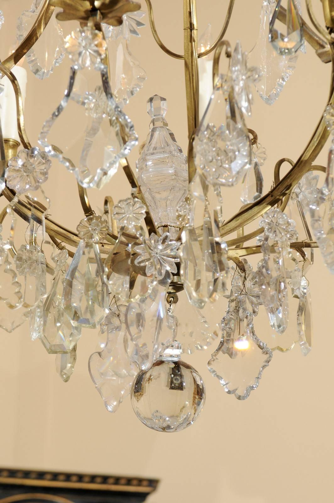Louis XV Style Cut Crystal and Bronze Chandelier, France, circa 1890 For Sale 2