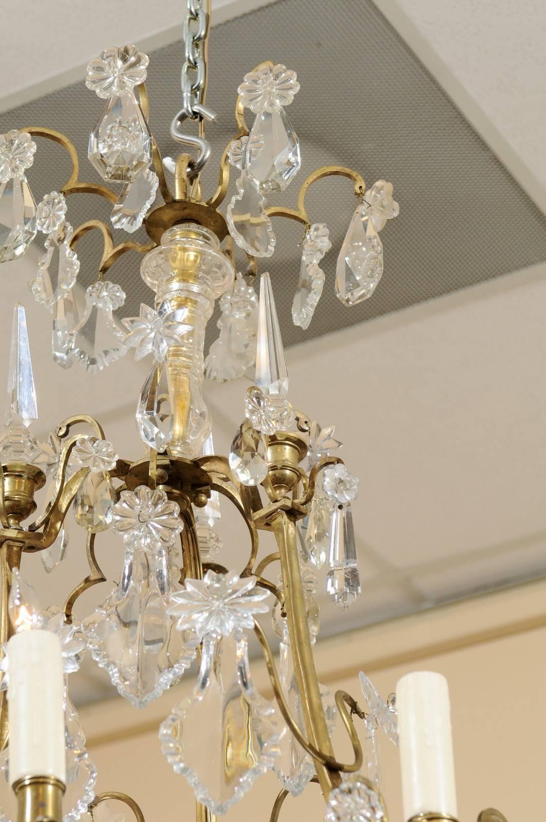 Louis XV Style Cut Crystal and Bronze Chandelier, France, circa 1890 For Sale 4
