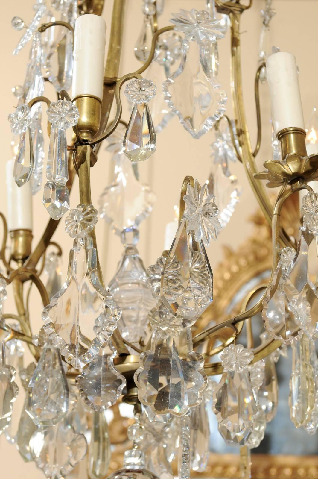 Louis XV Style Cut Crystal and Bronze Chandelier, France, circa 1890 For Sale 5