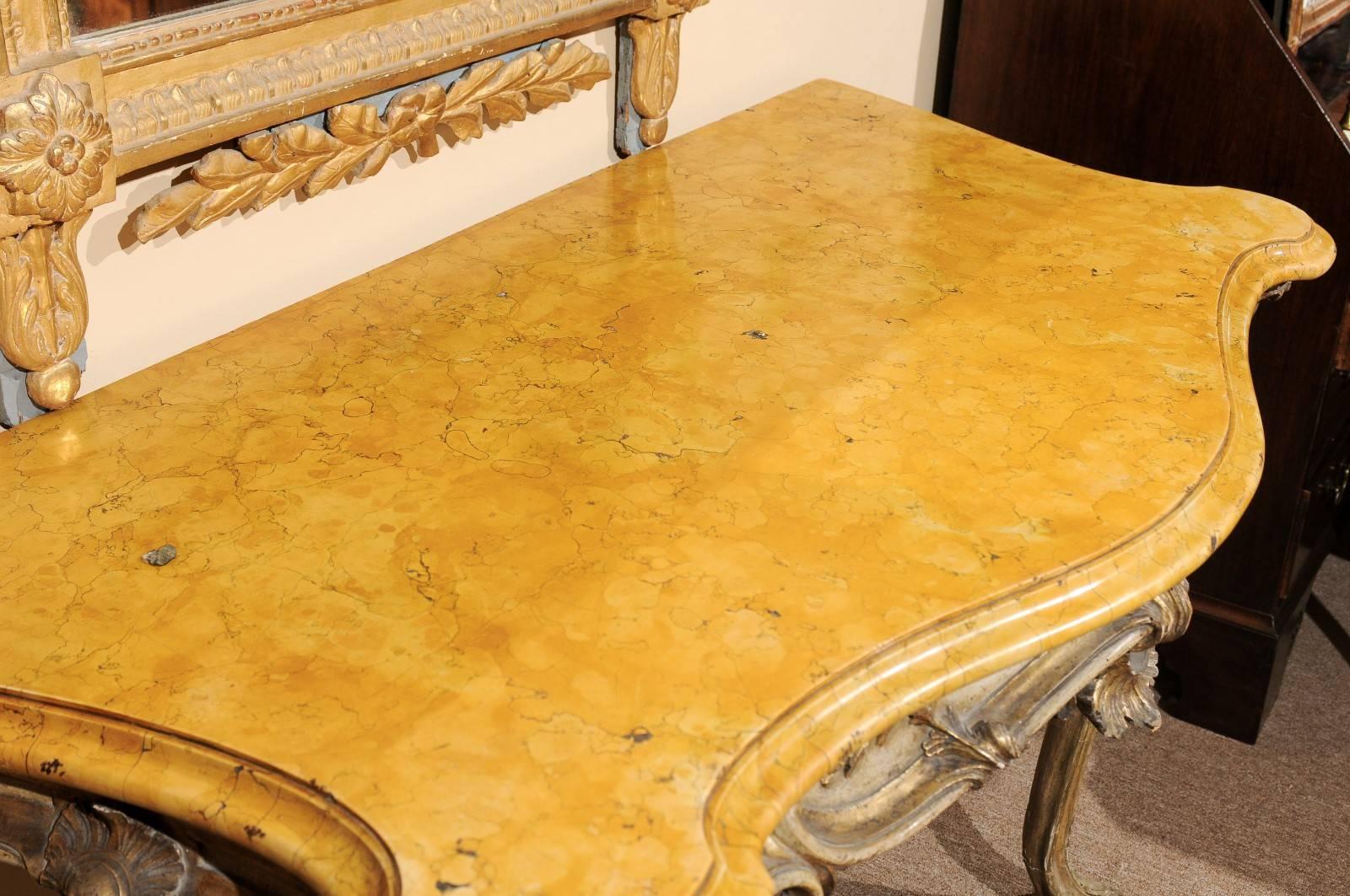Large Rococo Silvered Italian Console with Sienna Marble, 18th Century For Sale 2