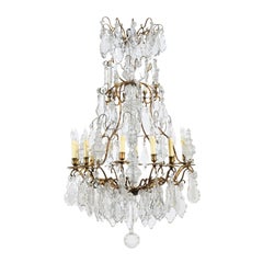 Crystal & Bronze Louis XV Style Chandelier with 12 Lights, 19th Century France