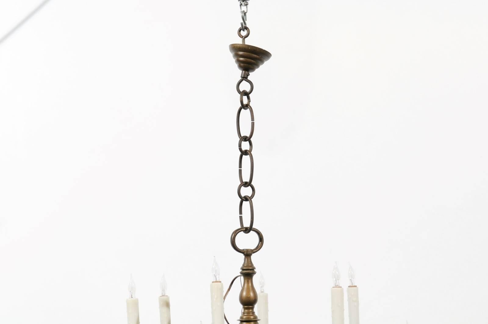 18th Century and Earlier Large 18th Century Dutch Brass Chandelier with 12 Lights