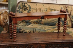 19th Century English Hall Bench with Bobbin Turned Legs