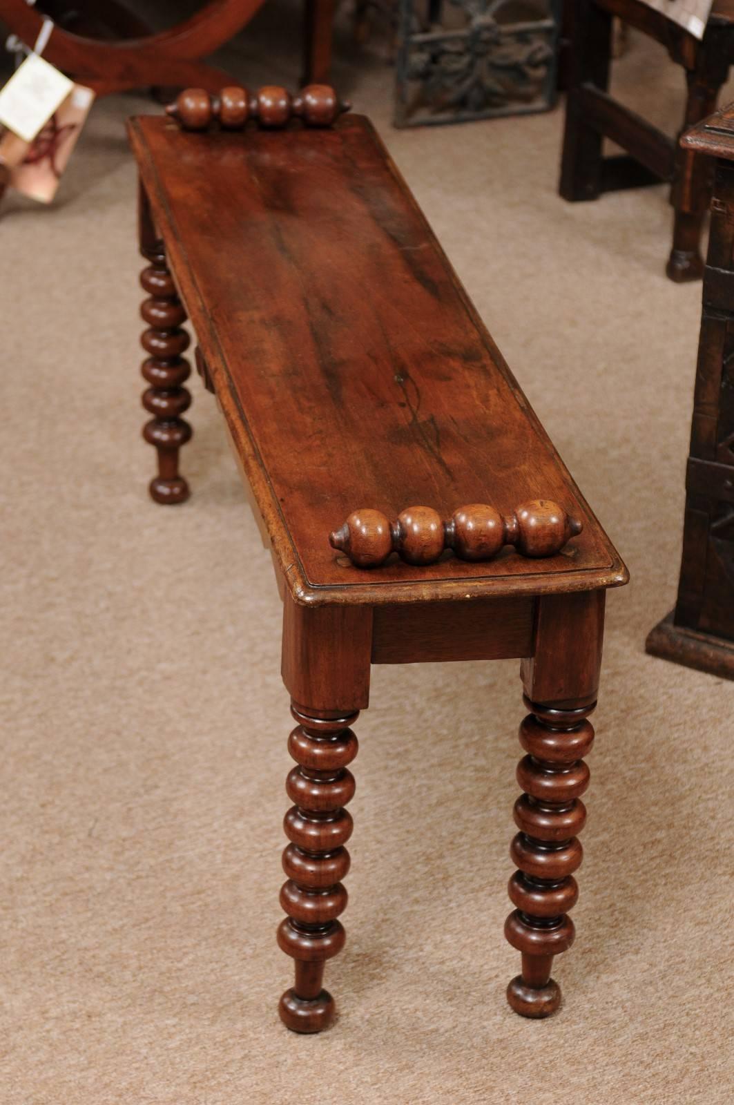 19th Century English Hall Bench with Bobbin Turned Legs 5