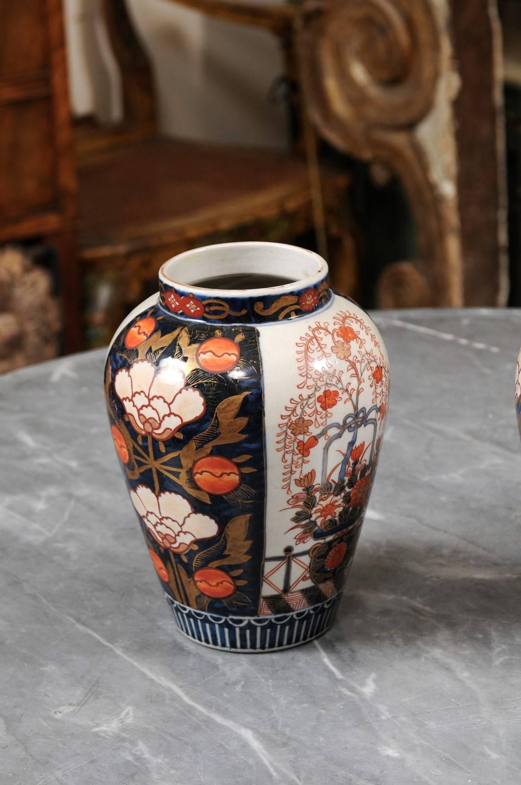 18th Century and Earlier Pair of Chinese Export Imari Vases, ca. 1780 For Sale