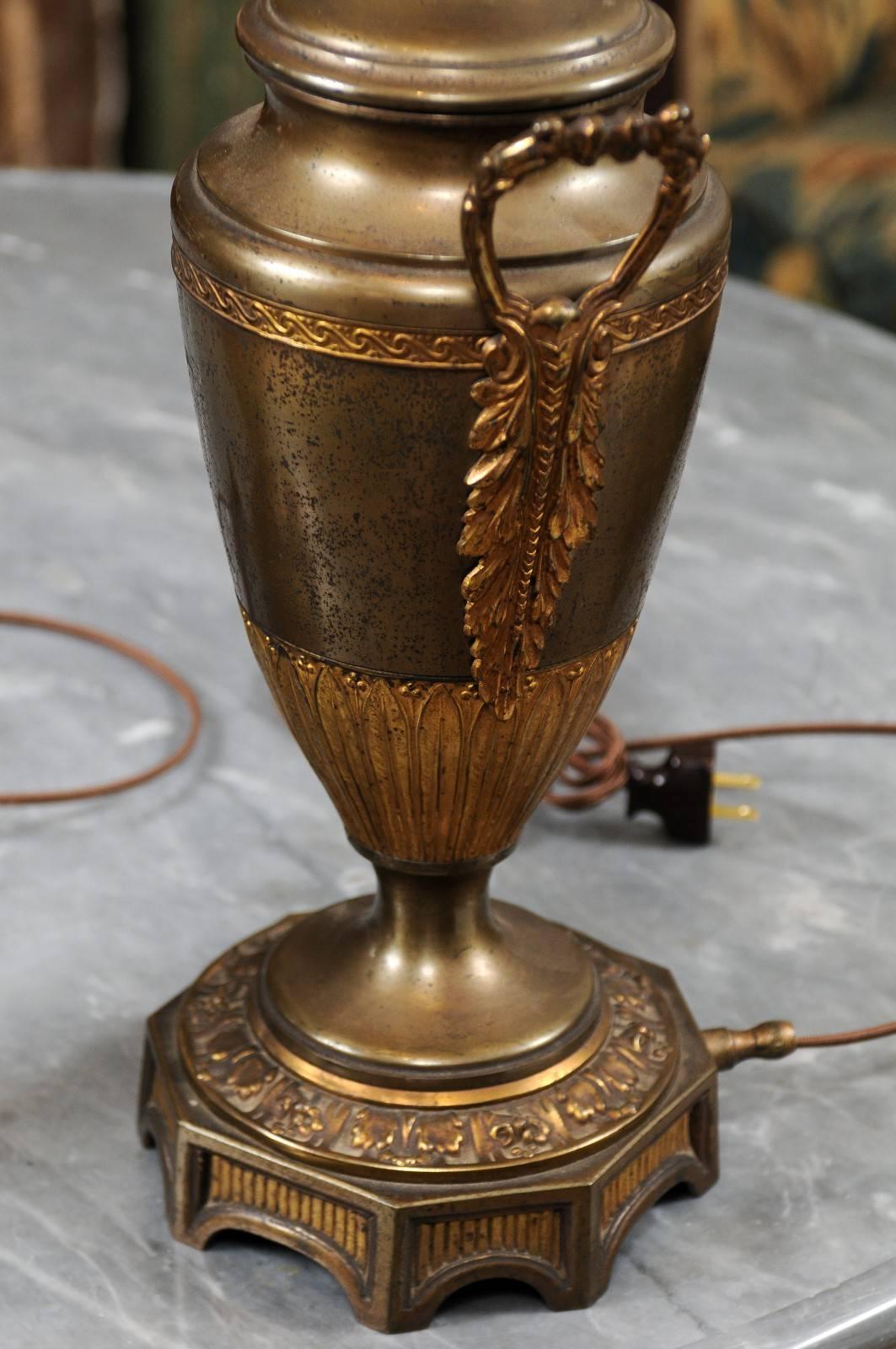 Pair of Neoclassical Style French Gilt Metal Urn Lamps, circa 1880 6