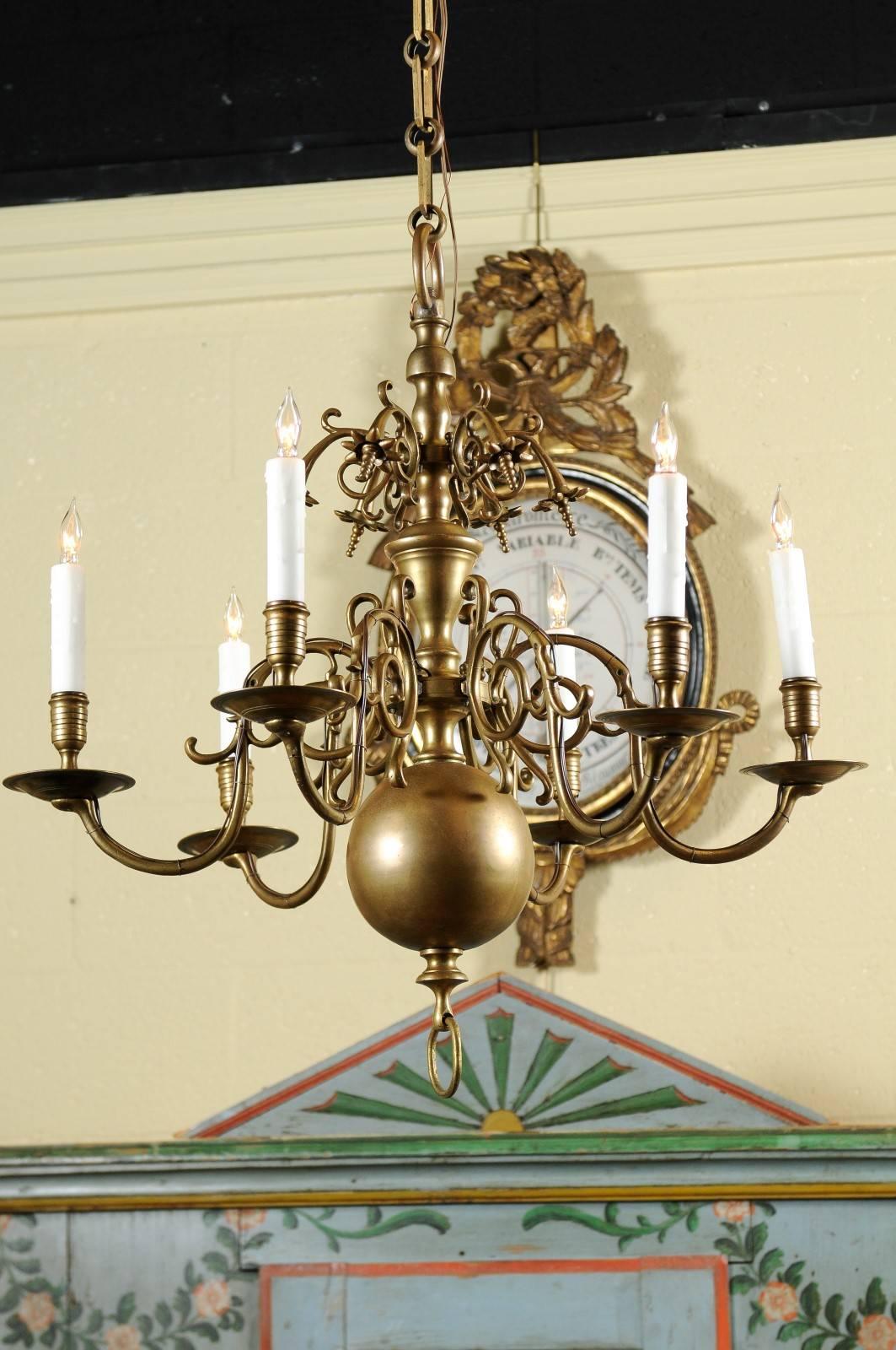 Early 19th century Dutch brass chandelier with six lights. Recently wired for U.S.A electricity.

William Word Fine Antiques: Atlanta's source for antique interiors since 1956. 

 