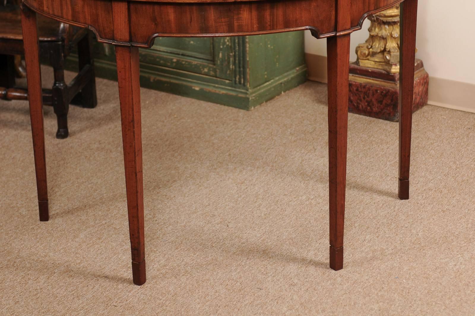 Pair of George III English Demi-Lune Console Tables in Mahogany 6
