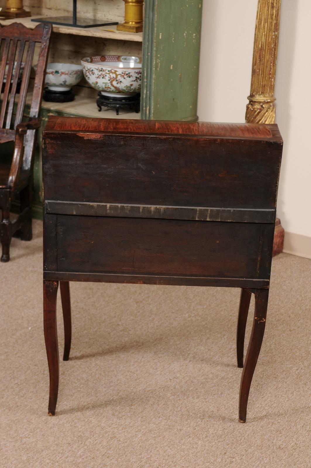 Petite Slant-Front Bureau in Kingwood with Fitted Interior & Leather Blotter For Sale 5