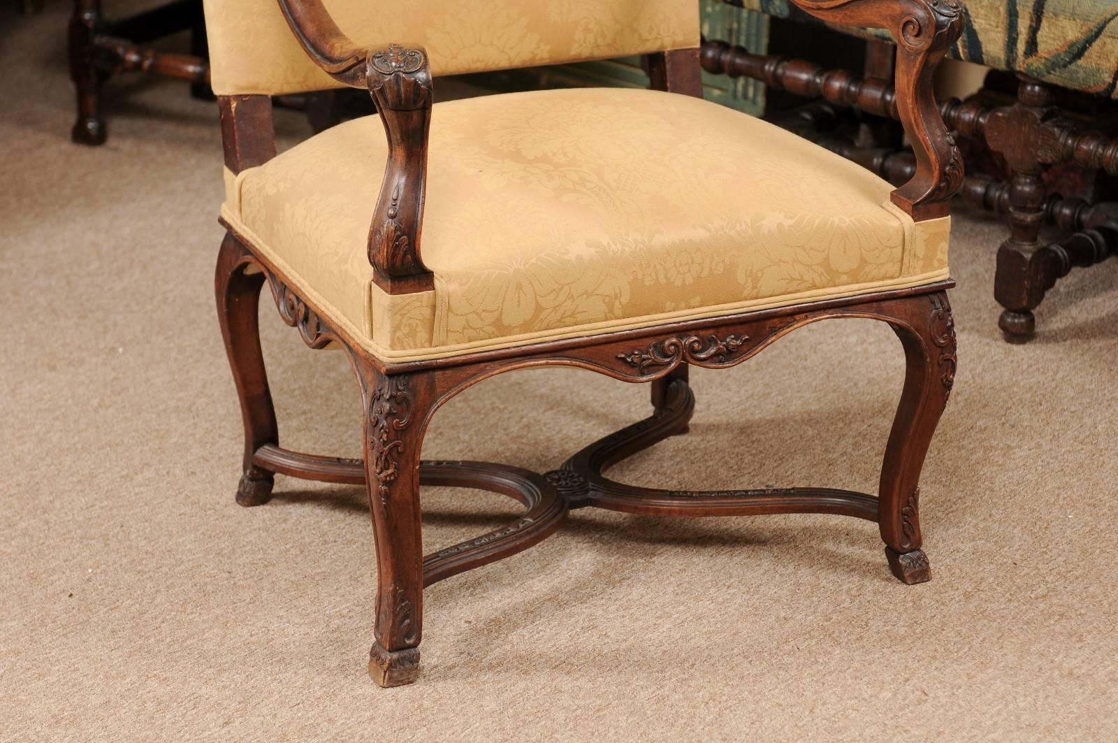 French Regence Period Fauteuil in Walnut, France ca. 1720 For Sale