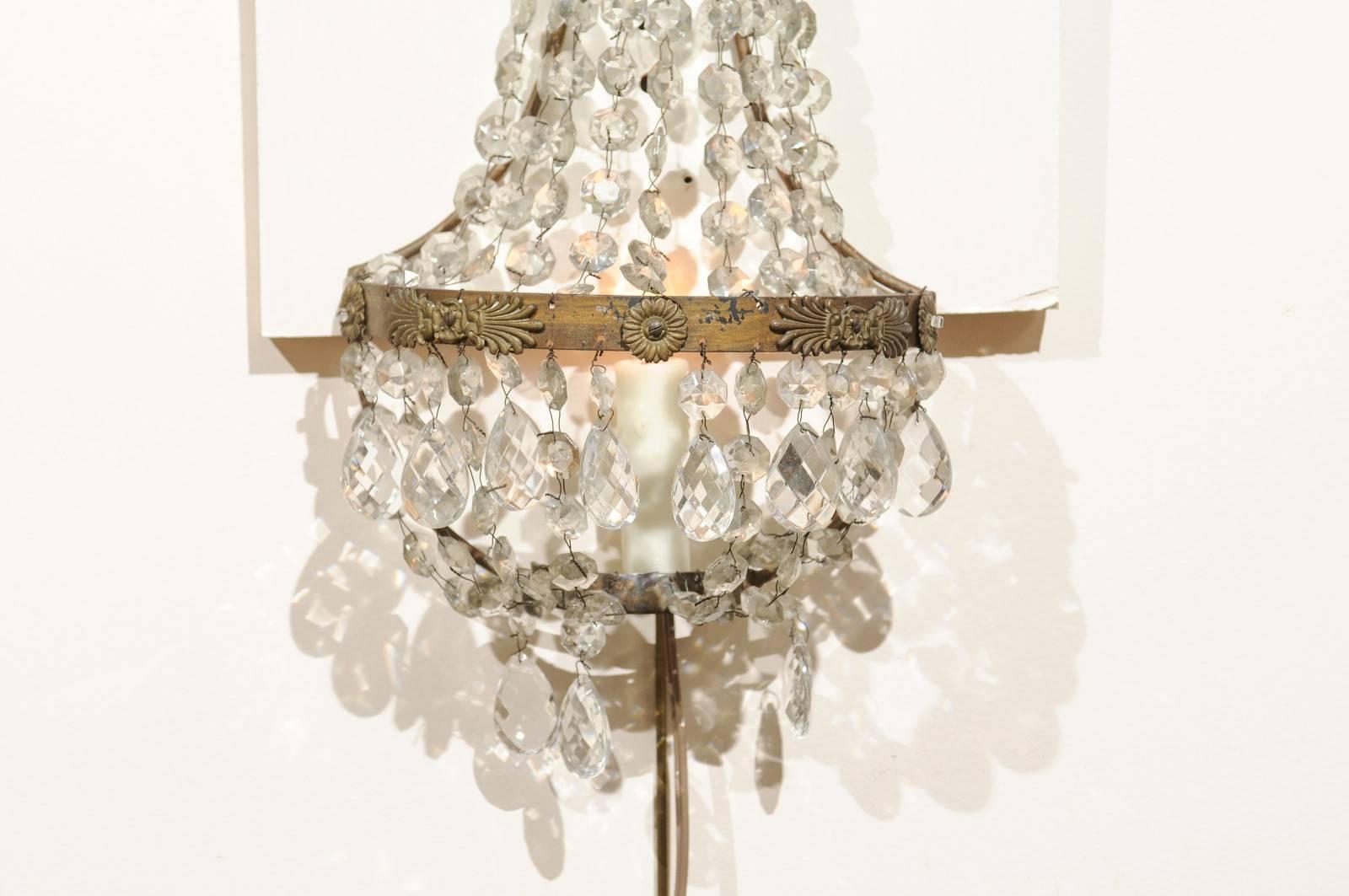 Pair of Crystal Basket Sconces with One-Light, 20th Century, Italy 5