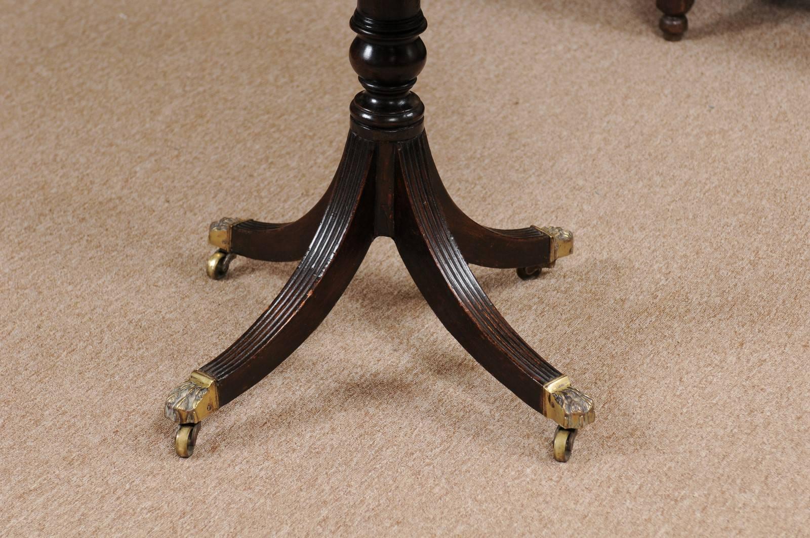 Early 19th Century English Regency Revolving Drum Table with Red Leather Top In Fair Condition In Atlanta, GA