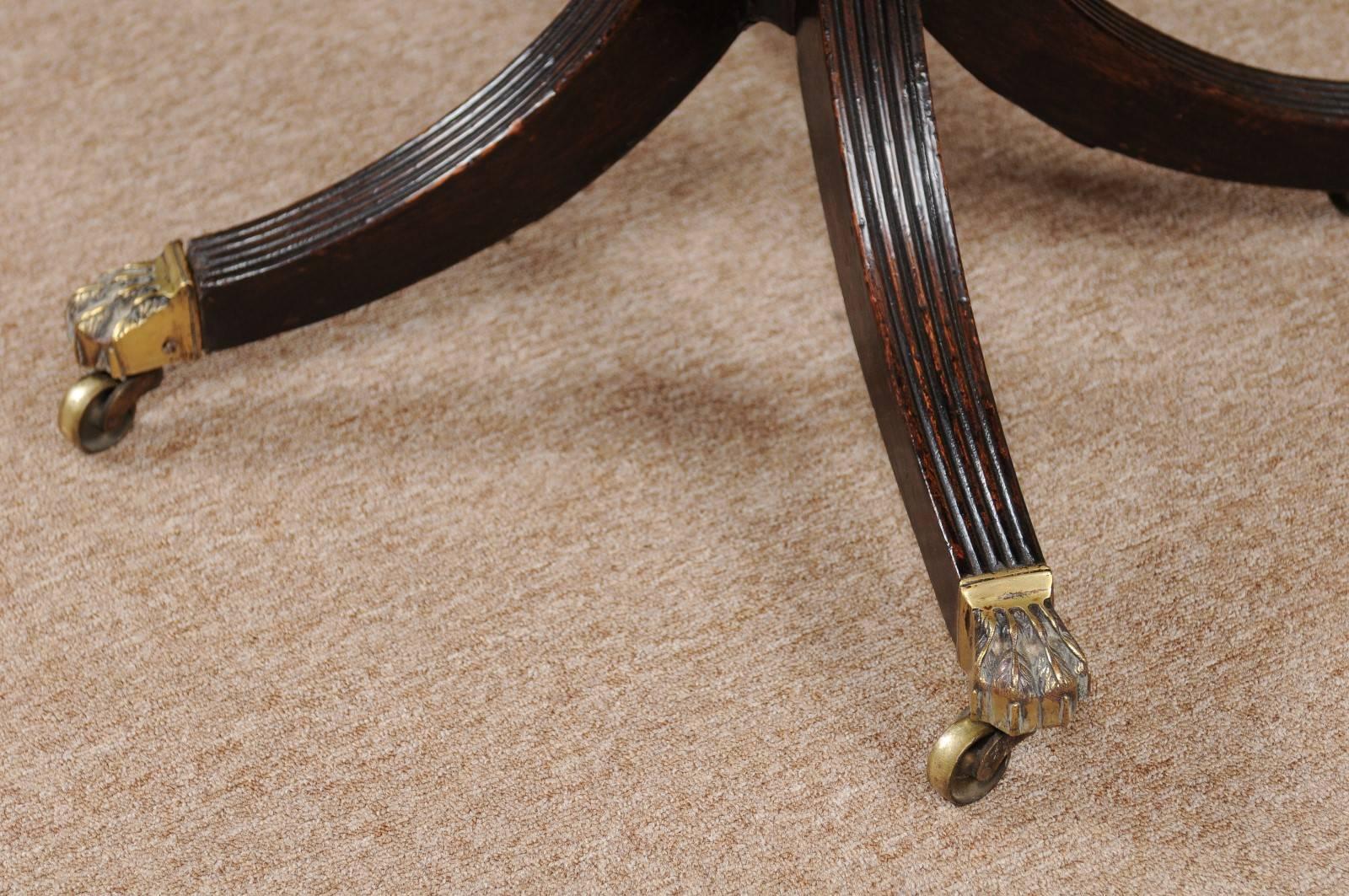 Early 19th Century English Regency Revolving Drum Table with Red Leather Top 4