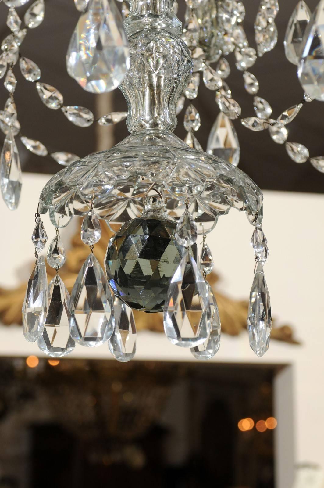 Etched Mid-19th Century Irish Waterford Crystal Eight-Arm Chandelier For Sale