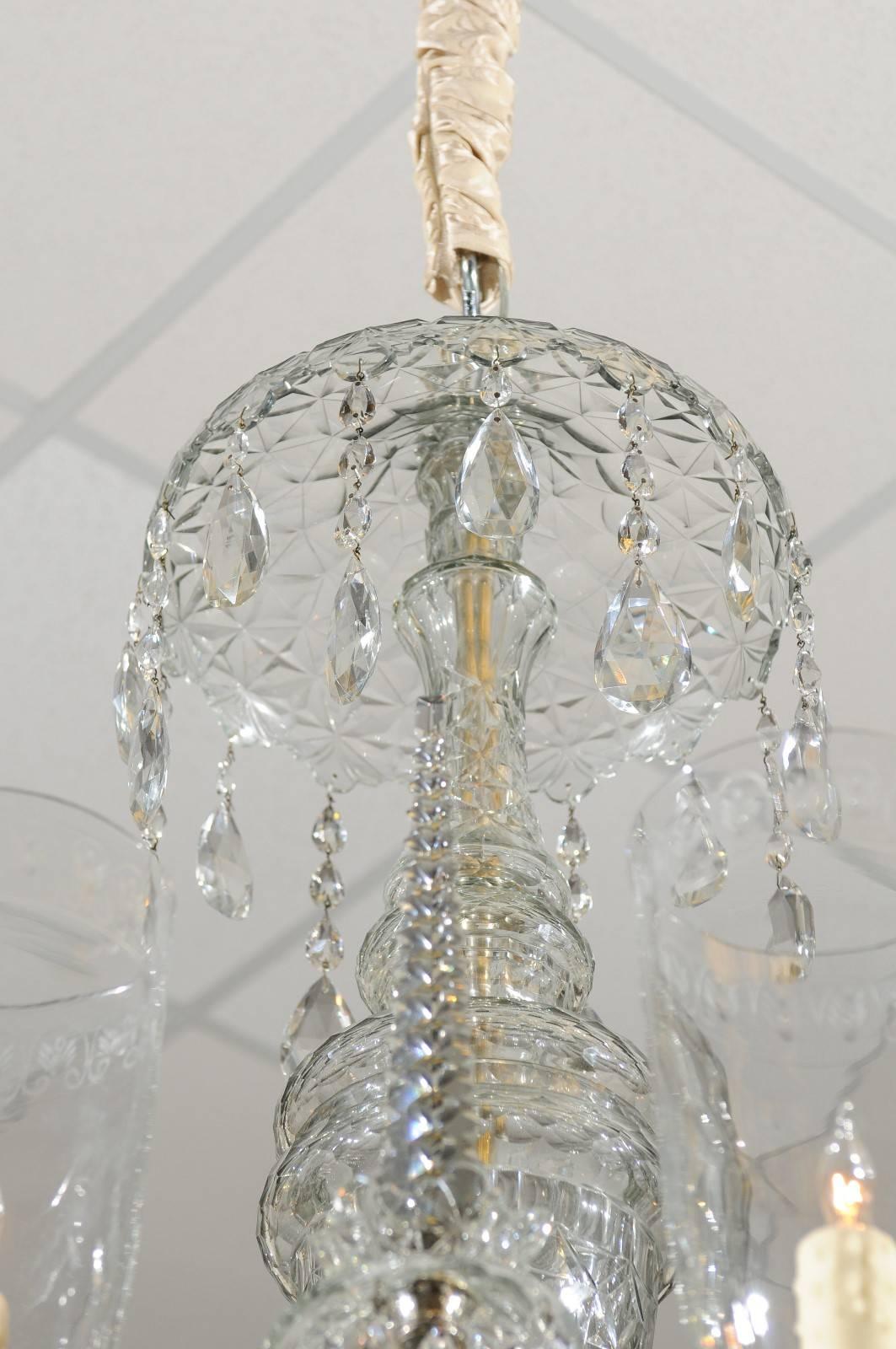 Mid-19th Century Irish Waterford Crystal Eight-Arm Chandelier For Sale 1