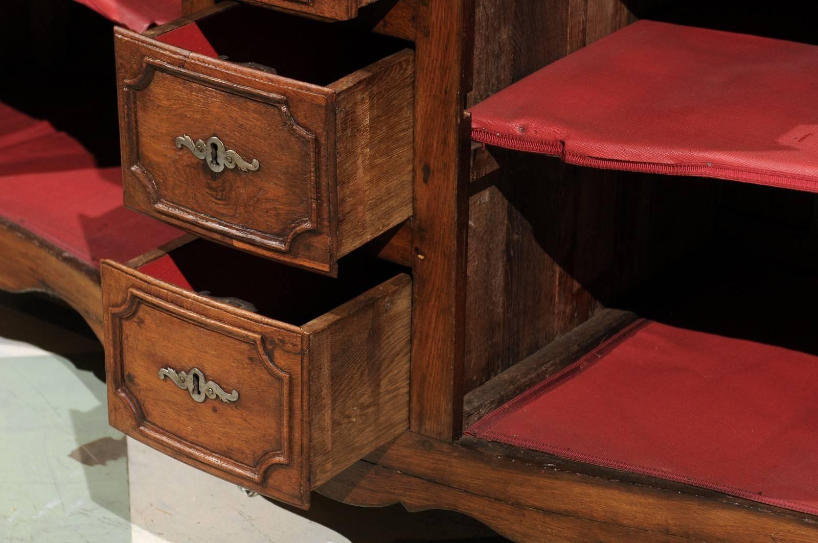 18th Century, French Louis XV Oak Enfilade with Two Doors Flanking Three Drawers 1