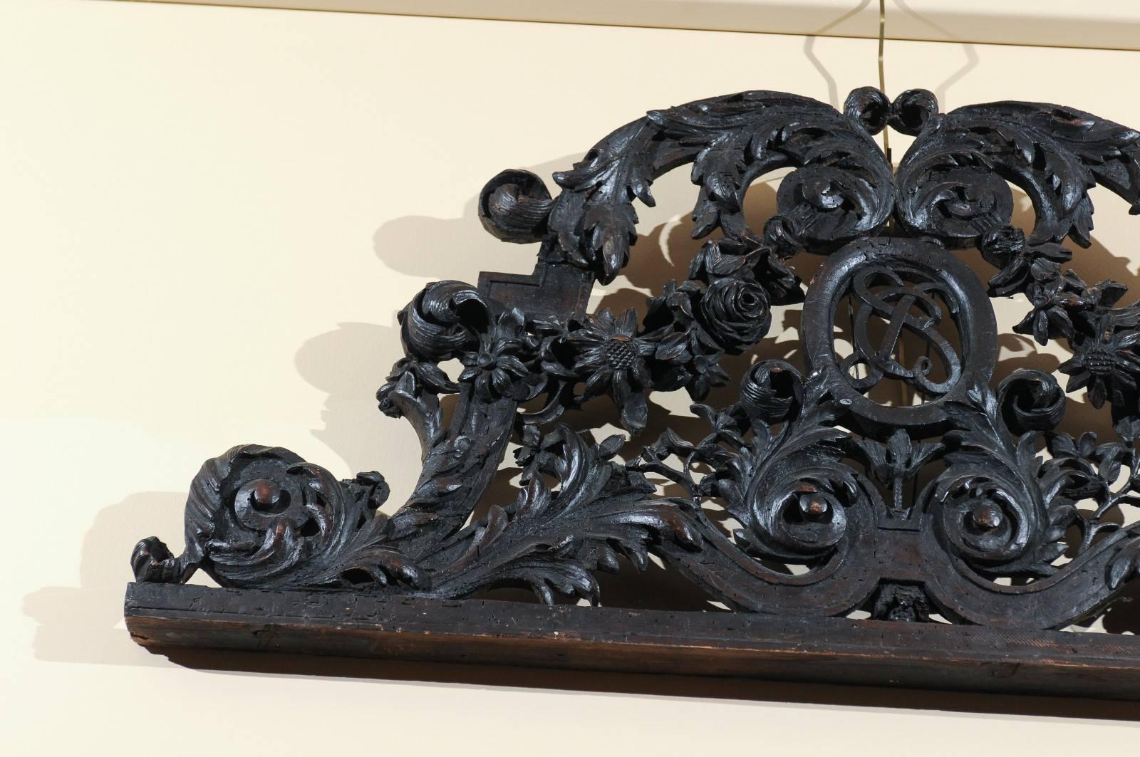 Louis XIV Carved Oak Overdoor with Floral Garland Motif, France, circa 1780 4