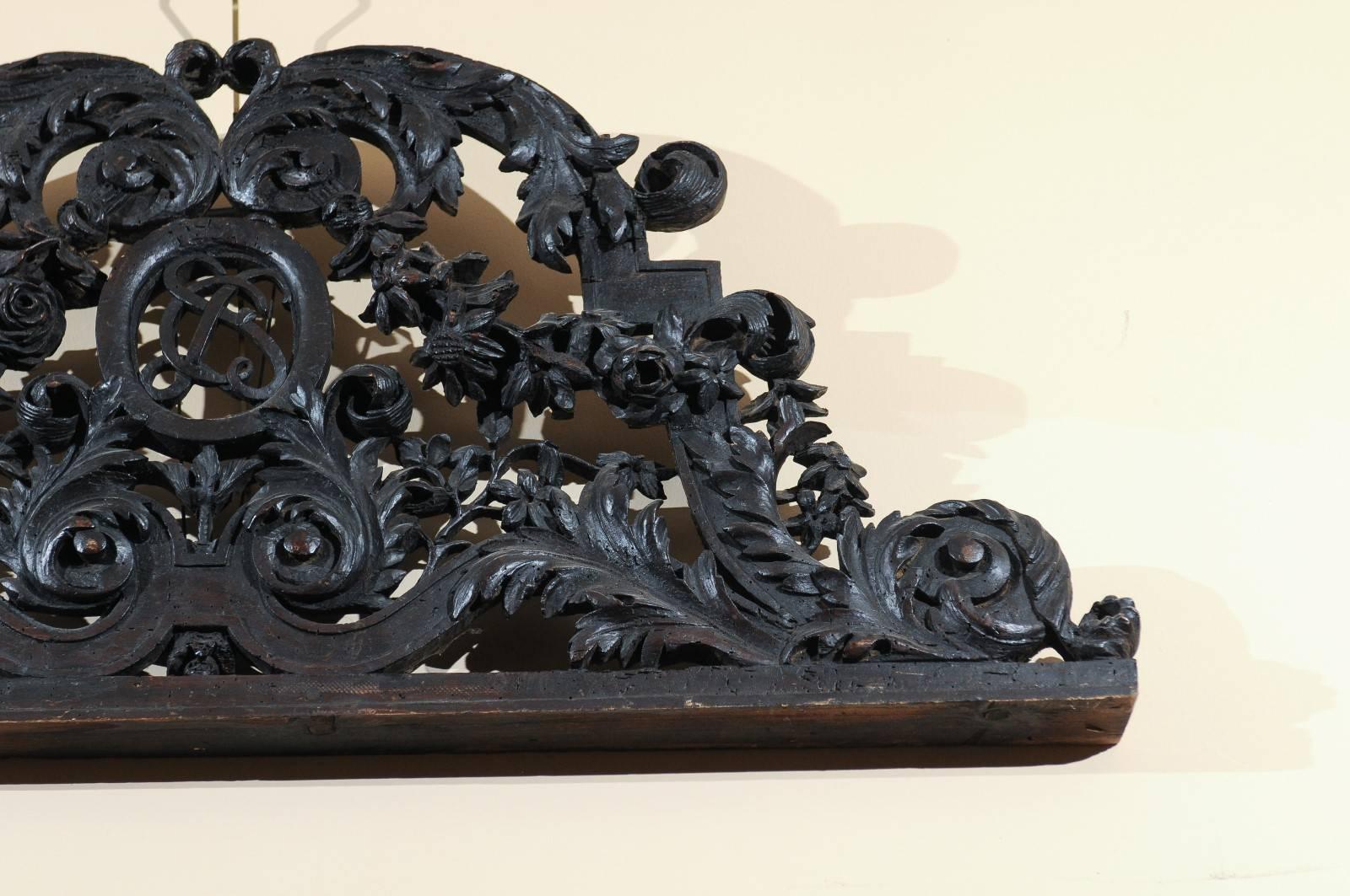 Louis XIV Carved Oak Overdoor with Floral Garland Motif, France, circa 1780 5