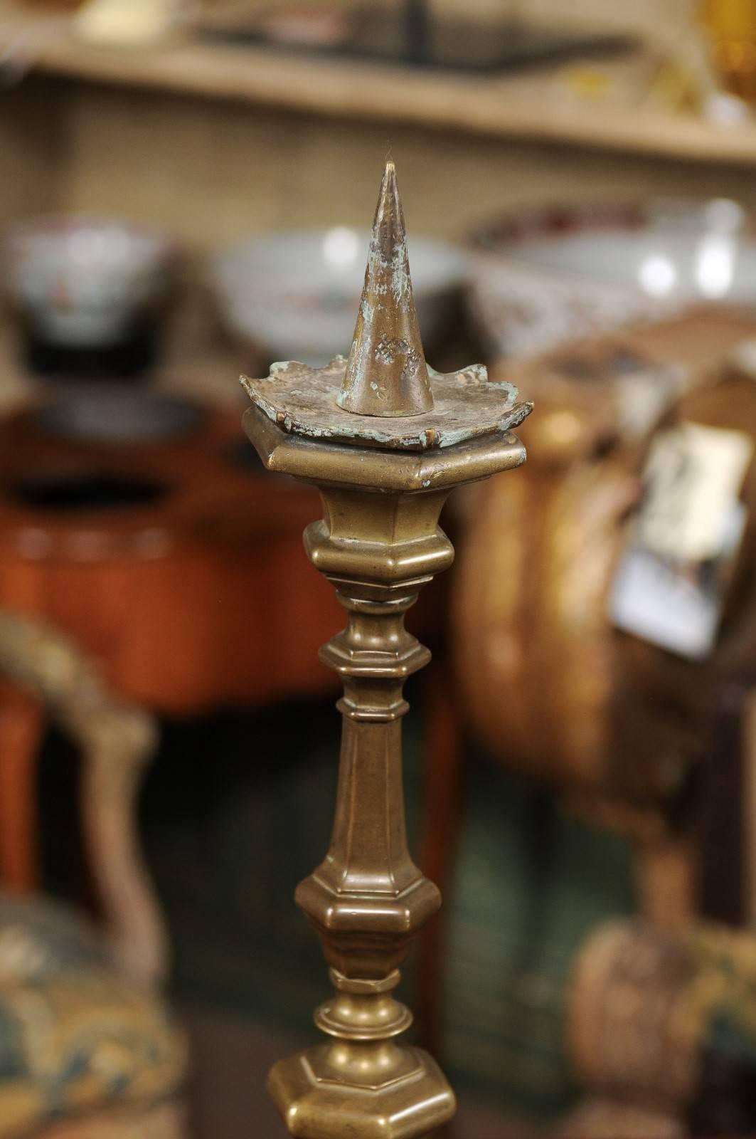Pair of 17th Century Brass Candlesticks, Bologna, Italy For Sale 2