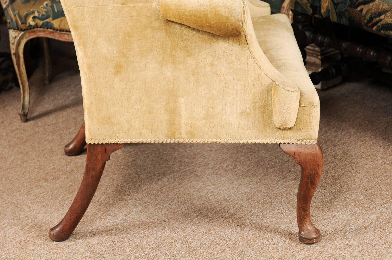 19th Century Queen Anne Style Walnut Wing Chair 4