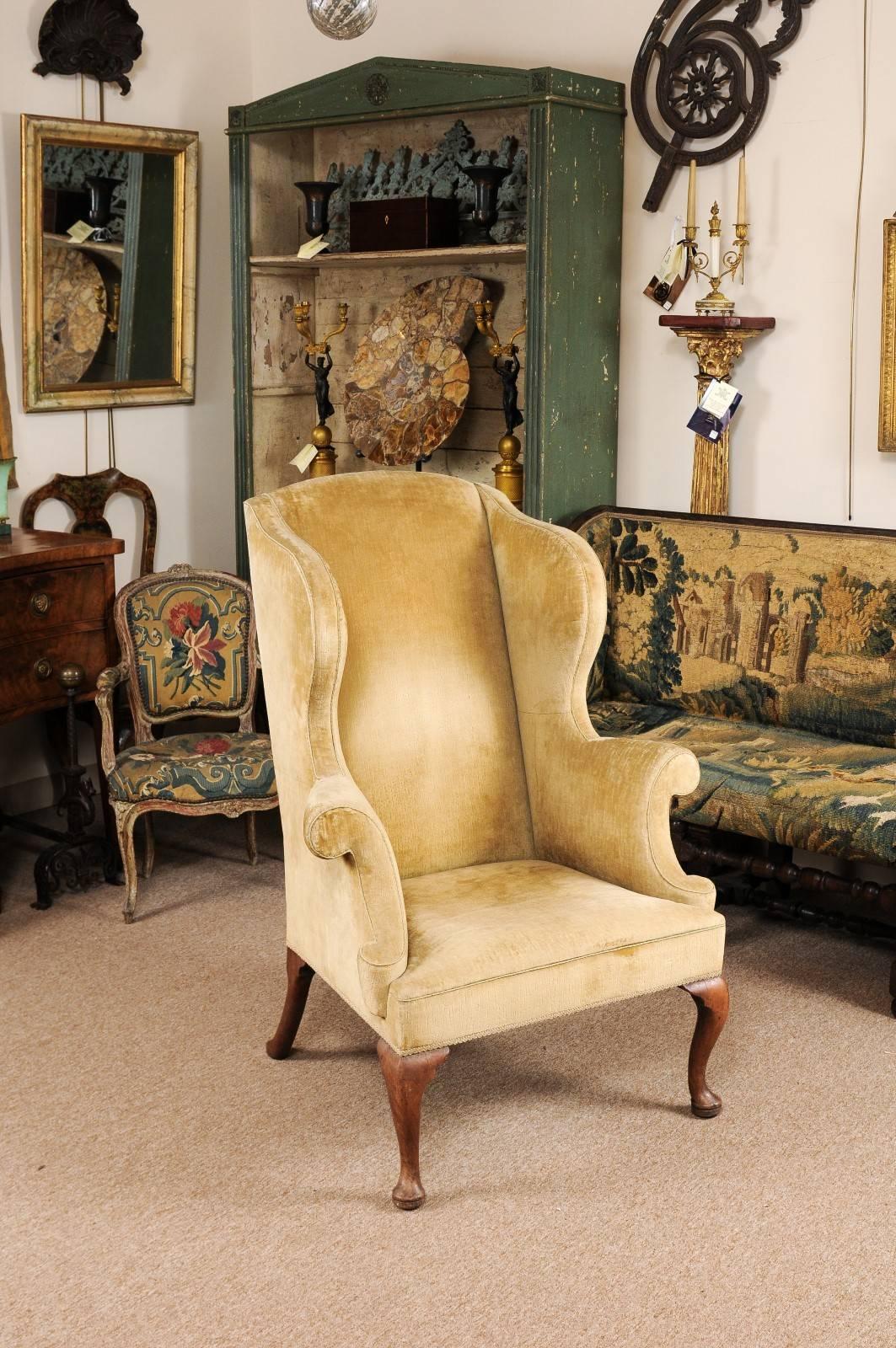 queen anne style wingback chair