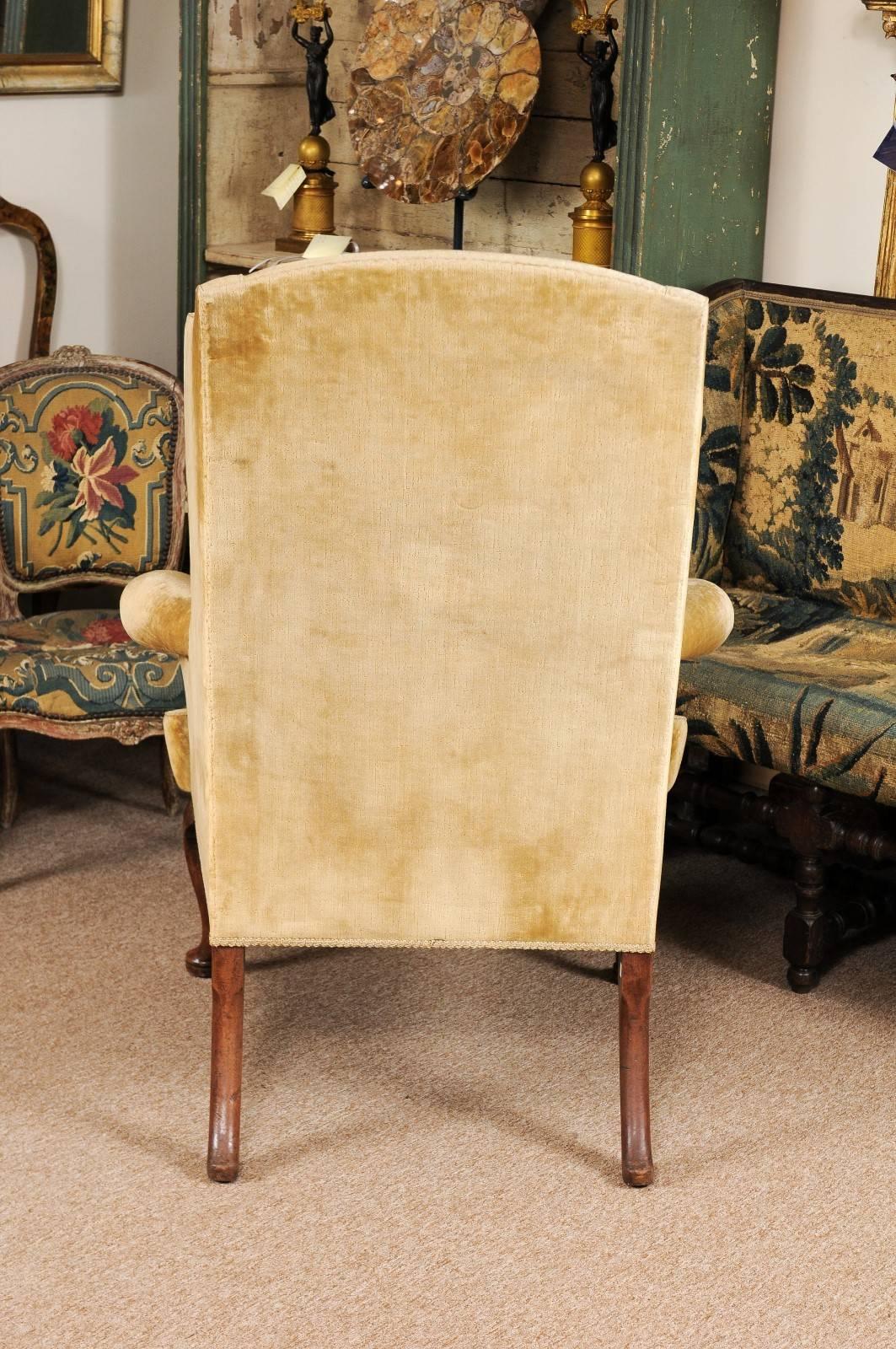 19th Century Queen Anne Style Walnut Wing Chair 2