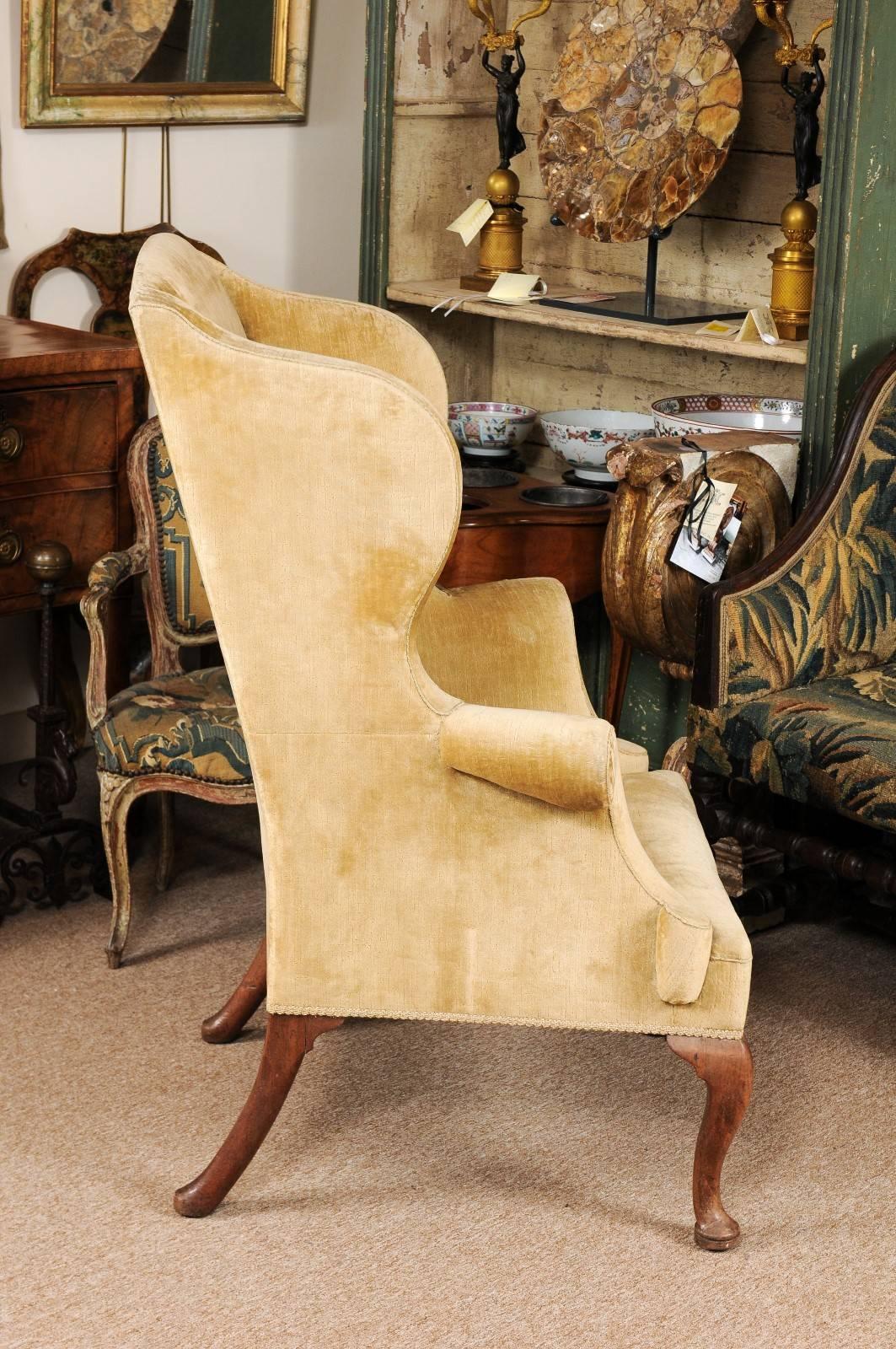 19th Century Queen Anne Style Walnut Wing Chair 3