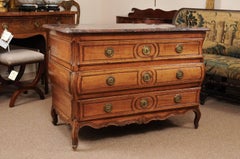 18th Century French Louis XV Fruitwood Commode with Marble Top